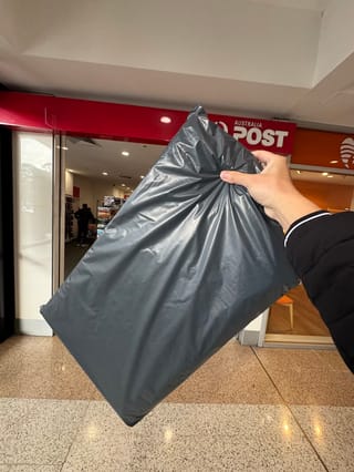 A packed order at an Australia Post counter