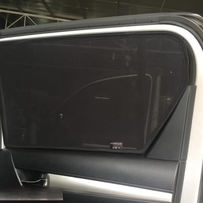 Custom-fit sun shades fitted to a TOYOTA HILUX 2015-2018
