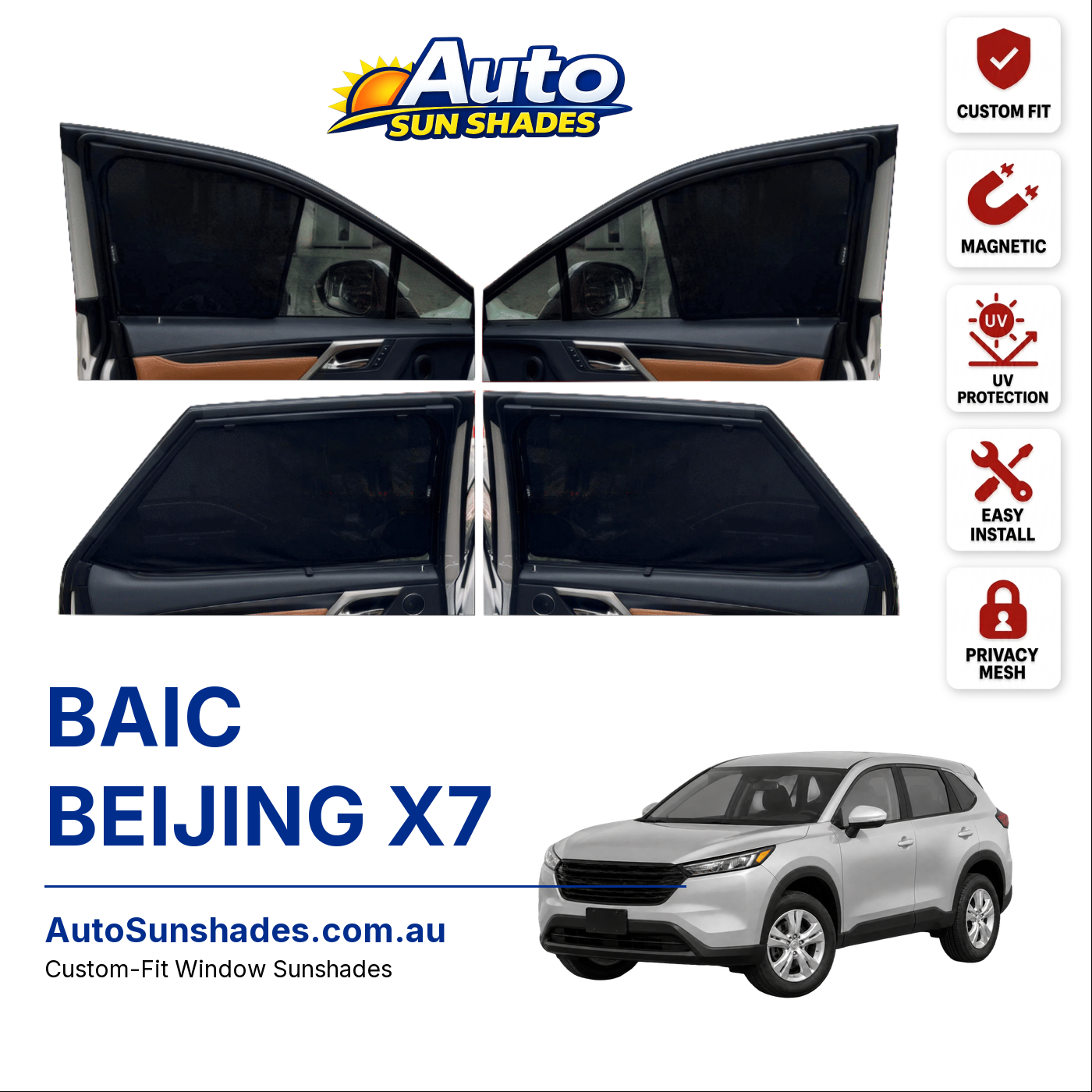 BAIC BEIJING X7 custom-fit magnetic car window sun shades