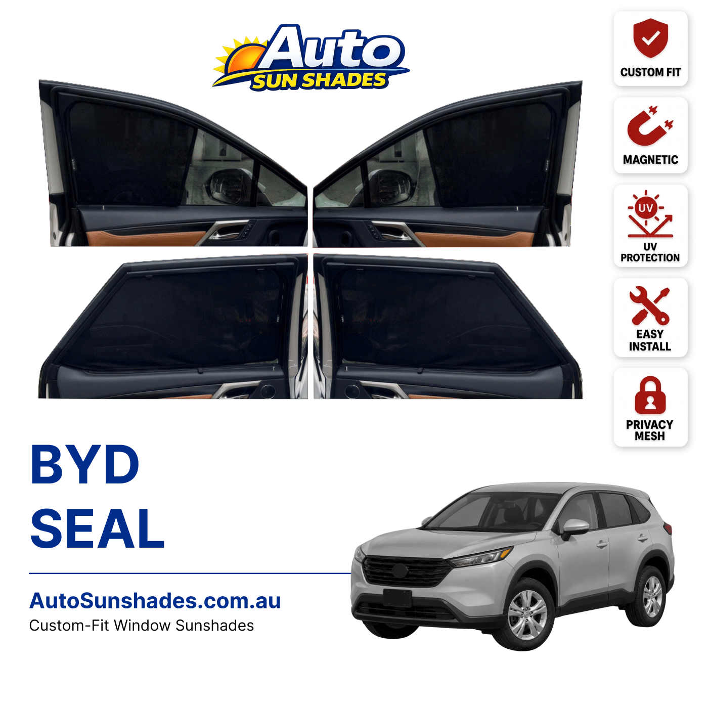 BYD SEAL custom-fit magnetic car window sun shades