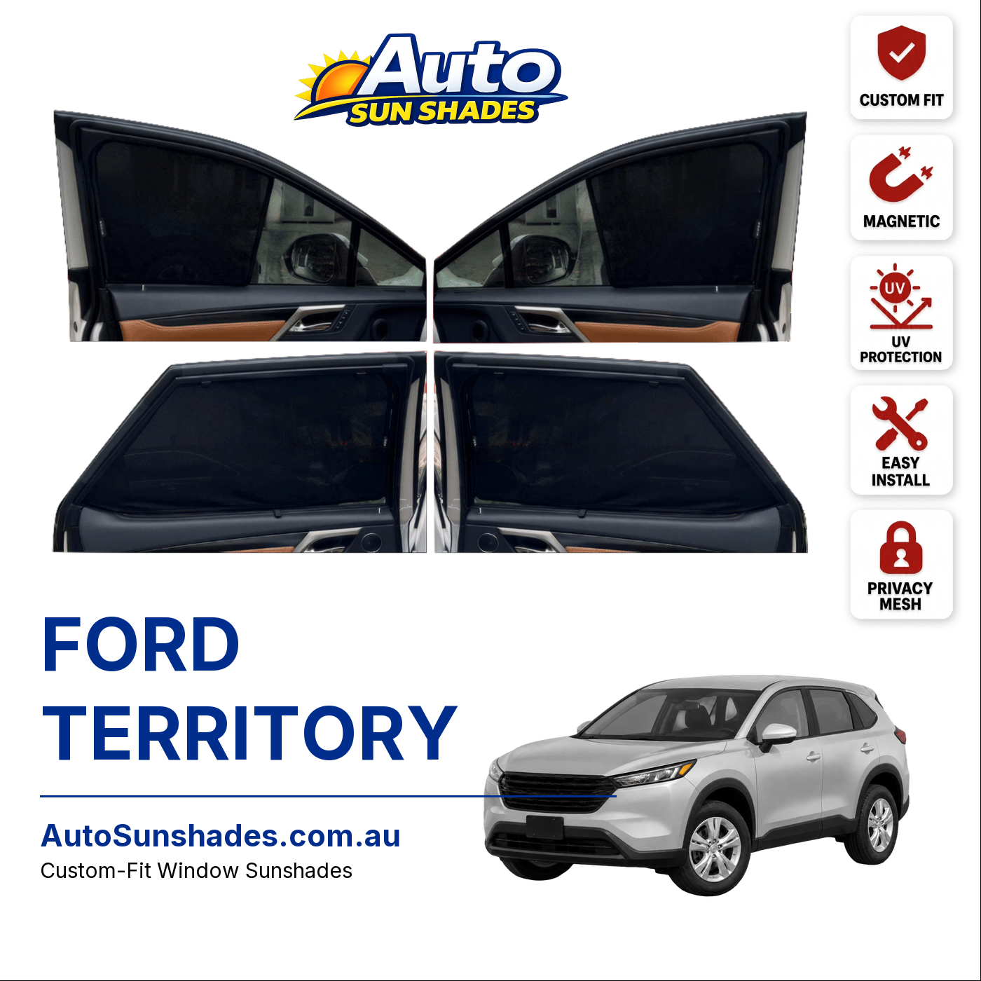 FORD TERRITORY custom-fit magnetic car window sun shades