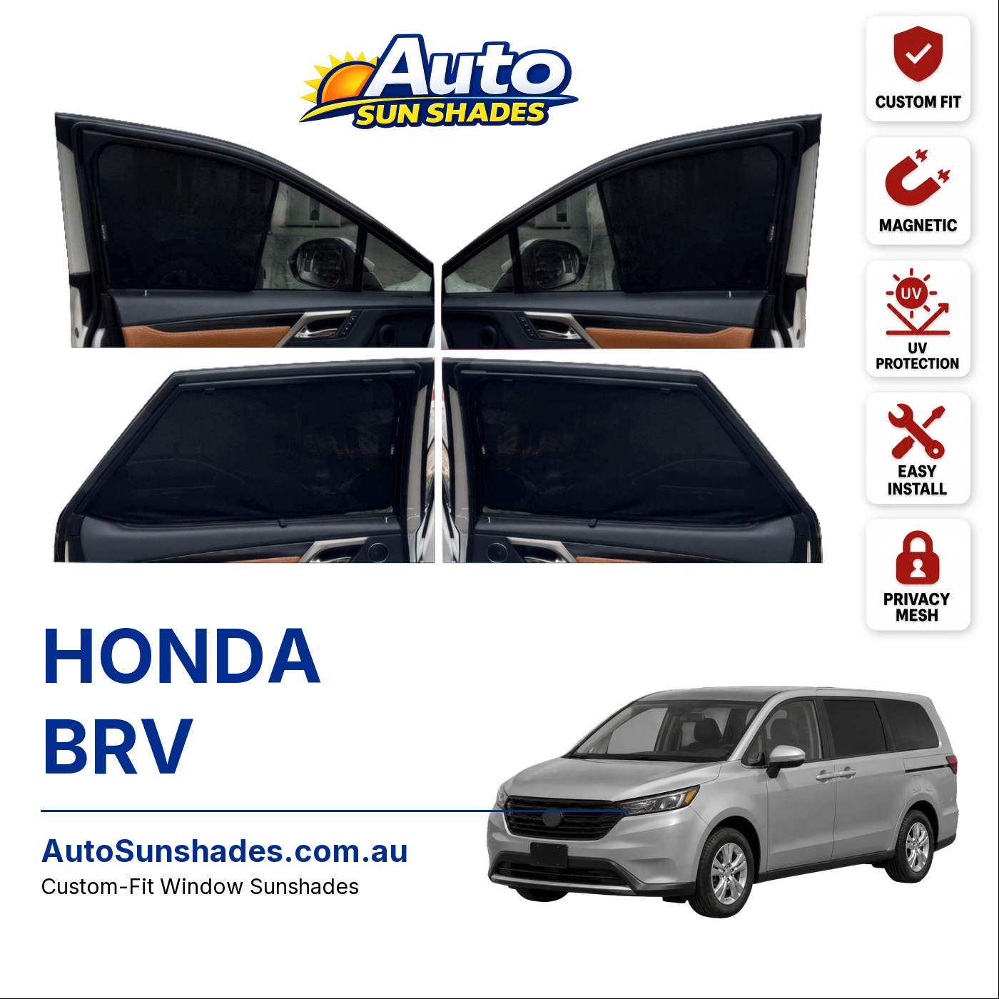 HONDA BRV custom-fit magnetic car window sun shades