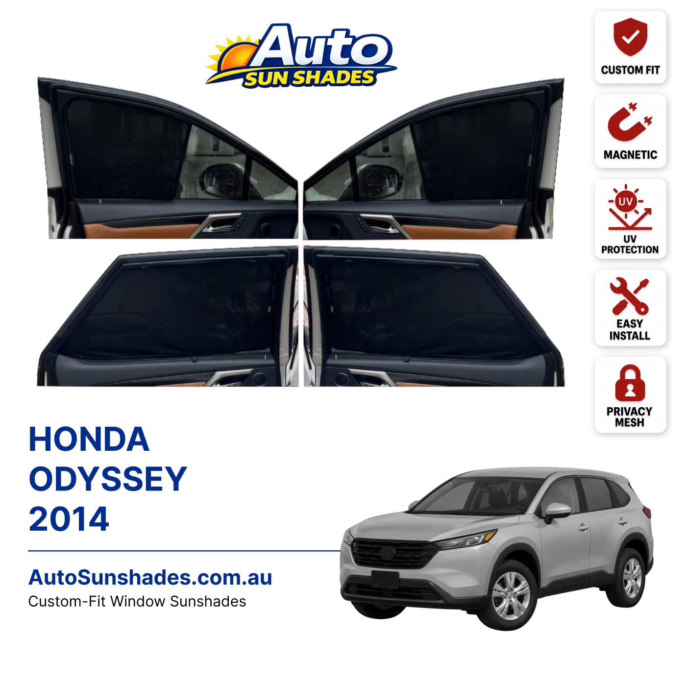 HONDA ODYSSEY 2014 custom-fit magnetic car window sun shades