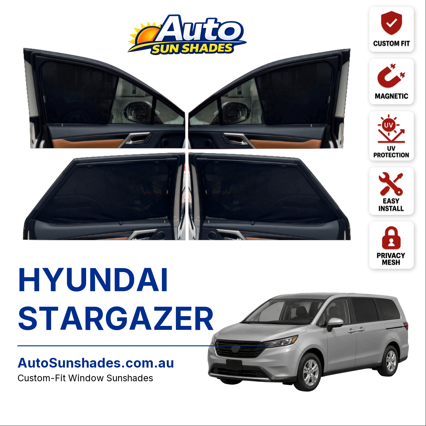 HYUNDAI STARGAZER custom-fit magnetic car window sun shades