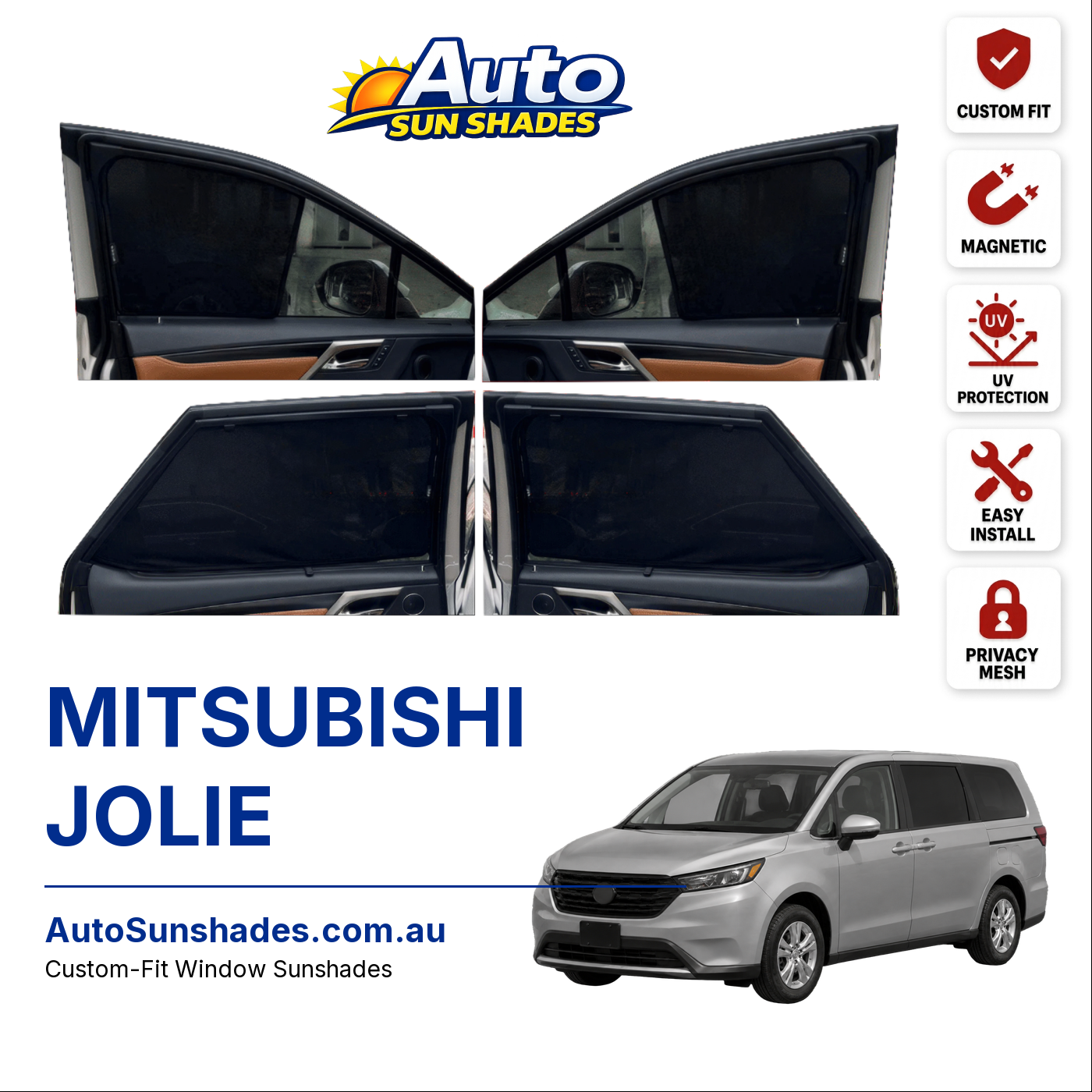 MITSUBISHI JOLIE custom-fit magnetic car window sun shades