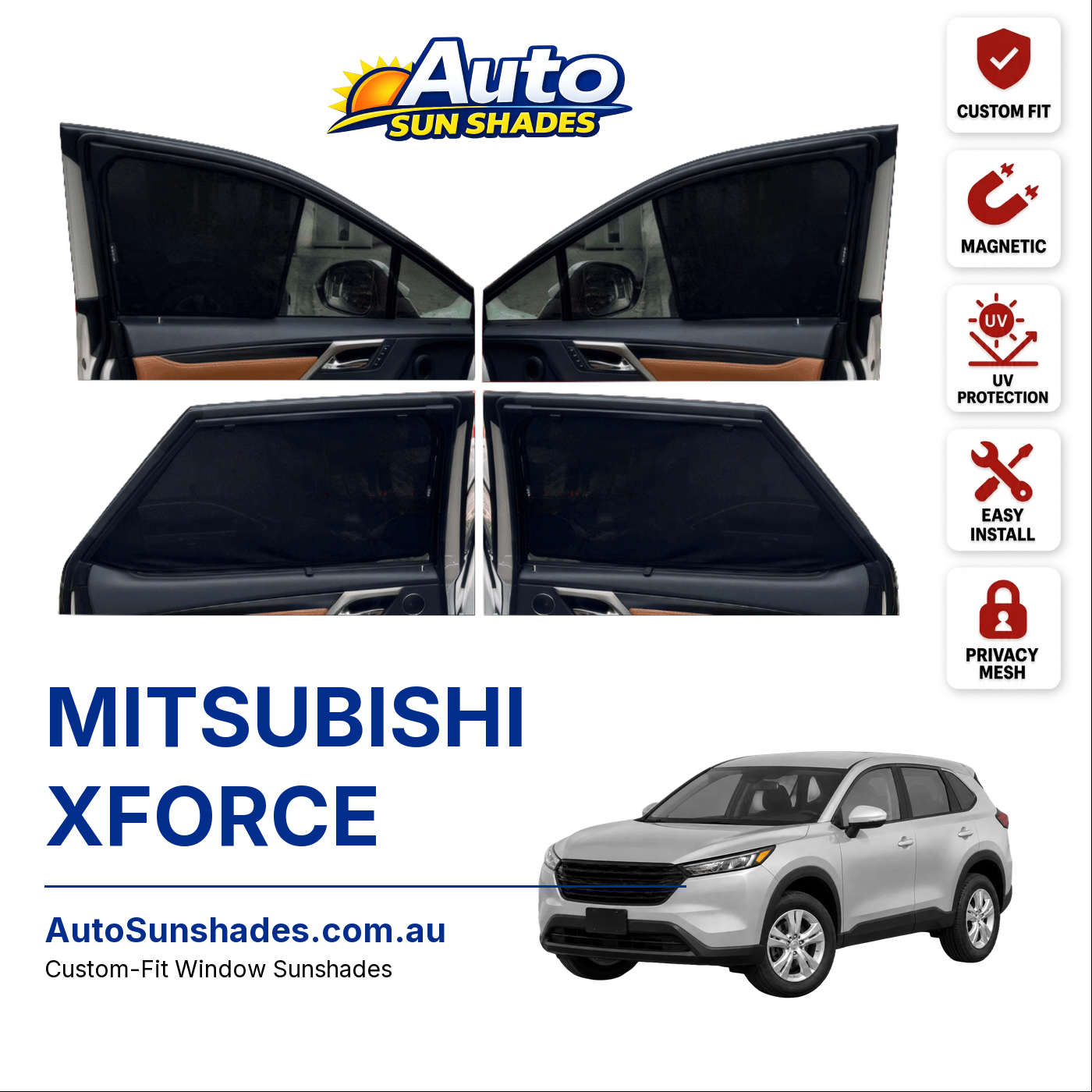 MITSUBISHI XFORCE custom-fit magnetic car window sun shades