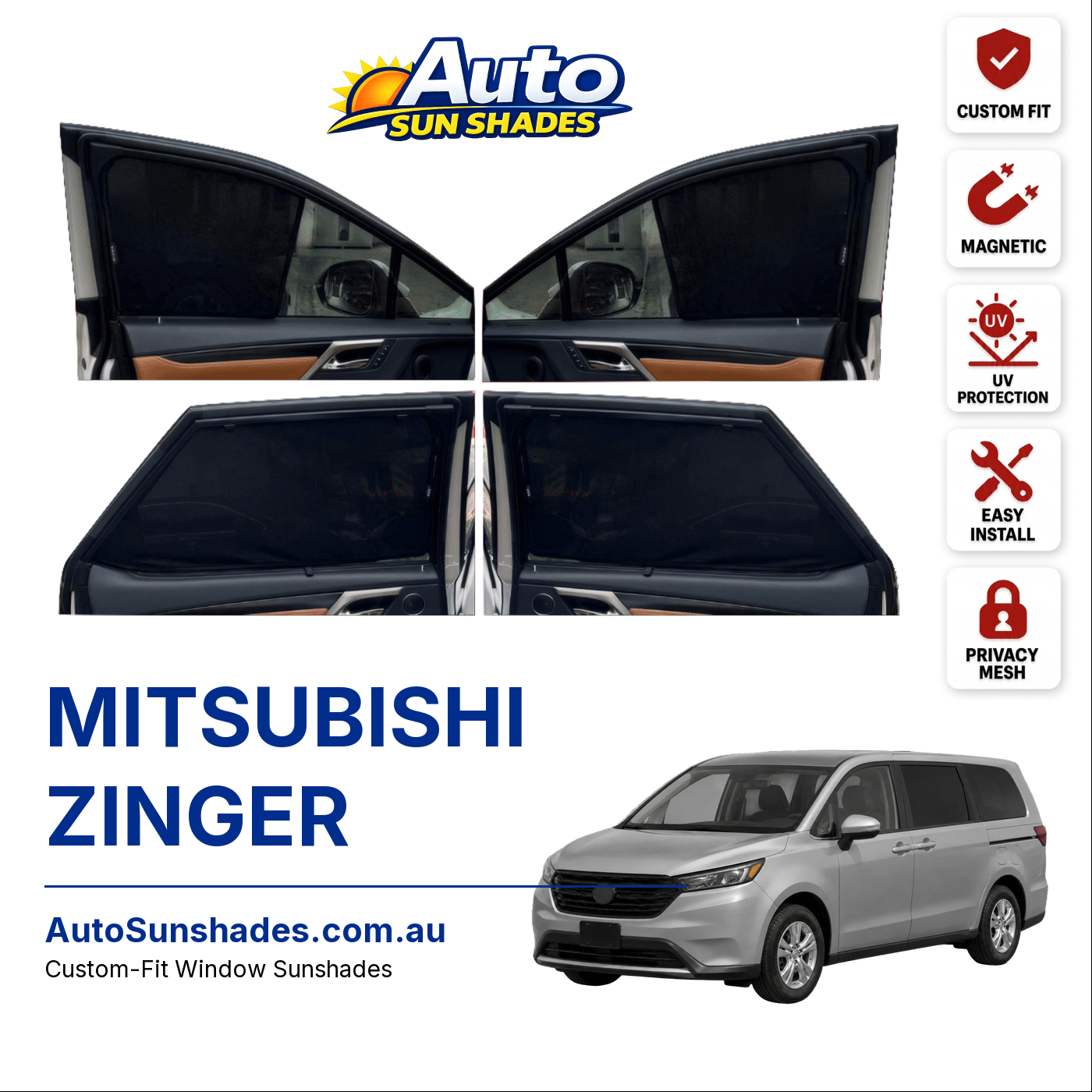 MITSUBISHI ZINGER custom-fit magnetic car window sun shades